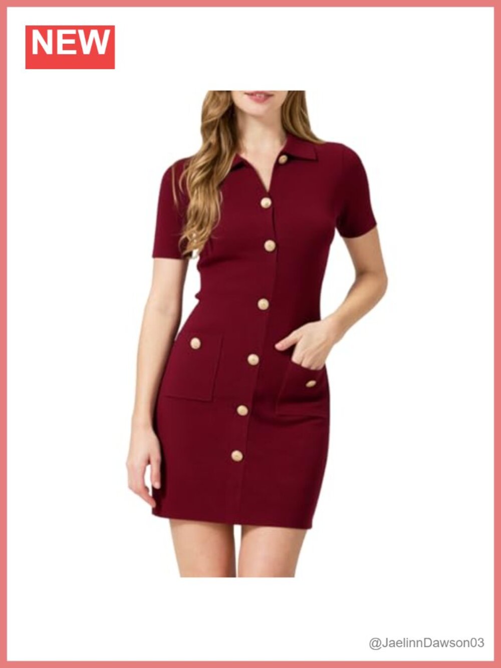 Women's Short Sleeve Sweater Dress Polo Collar Business Casual Mini